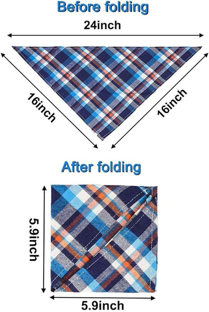 8 Pack Triangle Dog Bandanas, Reversible Plaid Painting Bibs Scarf, Washable - Image 3