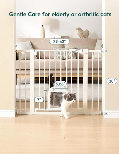 Babelio Baby Gate with Adjustable Cat Door, 29-43" Auto Close Durable Pet door - Image 4