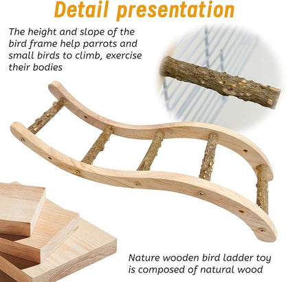 Hamiledyi Nature Wooden Bird Ladder Pet Parrots Climb Bridge Exercise Stands - Image 5