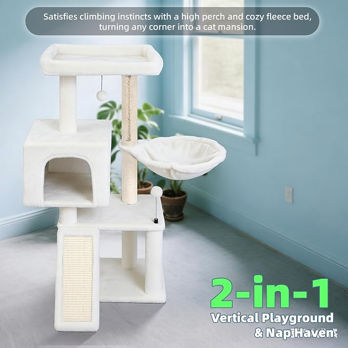 Cat Tree with Cat Condo and Hammock, Cat Tree with Scratching Posts and - Image 7