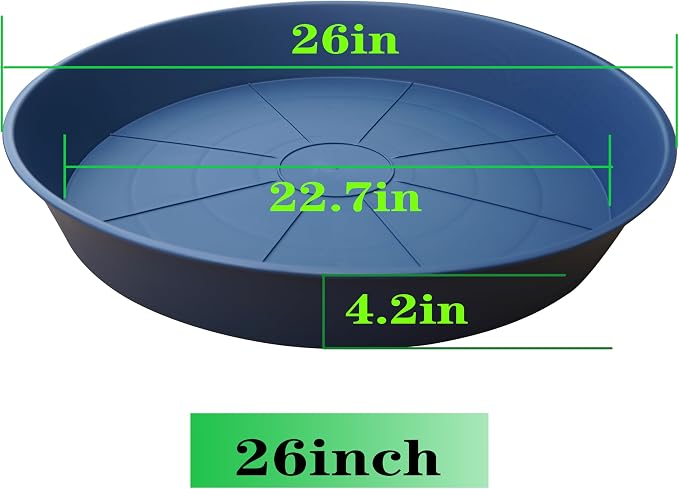3 Pack of 25 26 inch Plant Saucer, 4.2" Depth, Large Deep Plastic Flower - Image 2