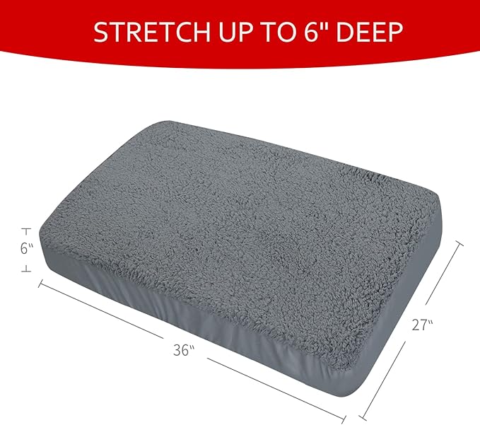 Dog Bed Covers Soft Plush Replacement Washable, Waterproof Pet Bed Liner Grey - Image 6