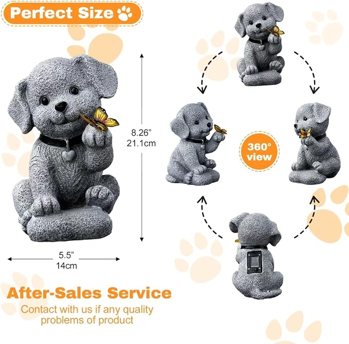 Solar Dog Garden Statue with Lantern Light – 8.2in Outdoor Dog Figurine - Image 3