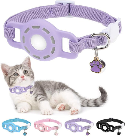 Airtag Cat Collar Breakaway, Stretchy Cat Tracker Collar by DILLYBUD