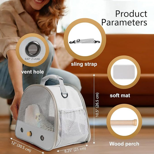 Bird Carrier, Portable Small Bird Parrot Parakeet Carrier - Image 2