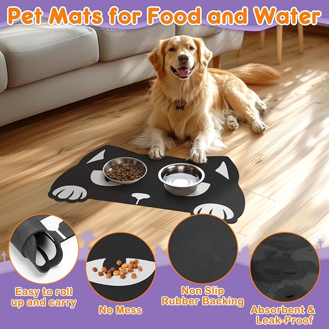 Pet Mats for Food and Water Dog Cat Food Mats Pet Feeding Mat Anti-Slip No - Image 4