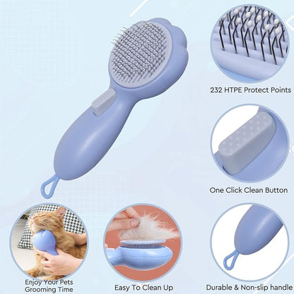 GJEASE Cat Grooming Glove Brush, Self-Cleaning Slicker Pet Brush - Image 3