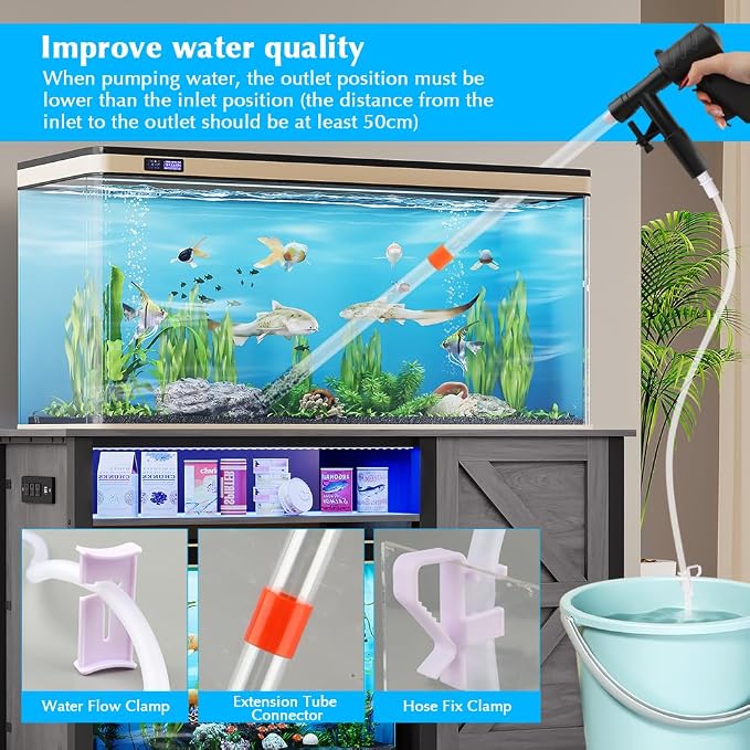Aquarium Gravel Cleaner, Fish Tank Cleaner Kit, Aquarium Manual Press Noiseless - Image 7