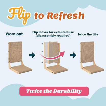 Zakkart 2-Pack Cat Scratching Board, 19.7'' Tall Cardboard L Shape Vertical Cat - Image 3