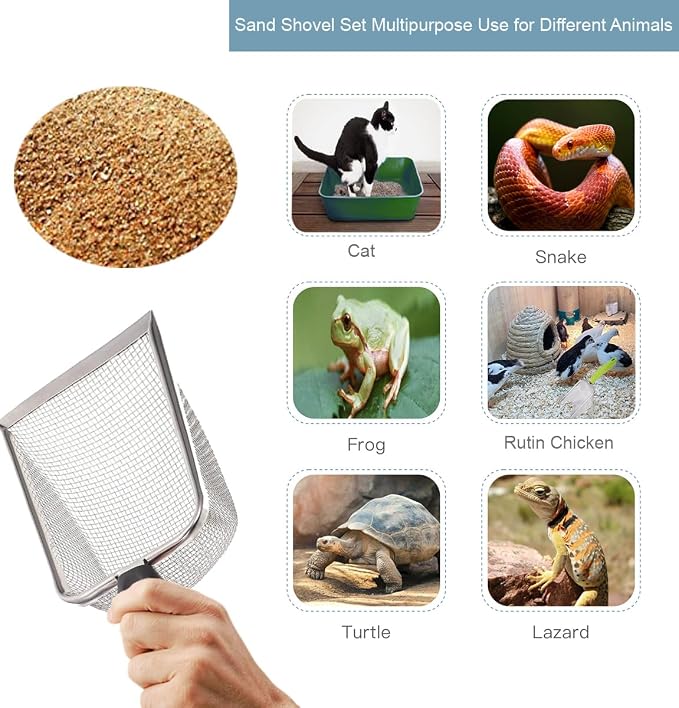 3PCS Cat Litter Scoop, Reptile Stainless Steel Fine Mesh, Litter Cleaner Corner - Image 2