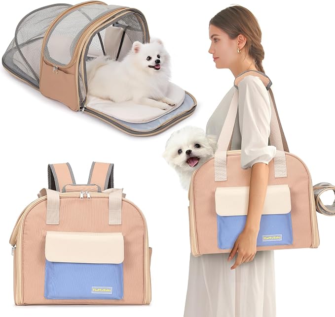 Expandable Cat & Small Dog Carrier Backpack, Soft-Sided Airline-Approved Pet by JourCraf