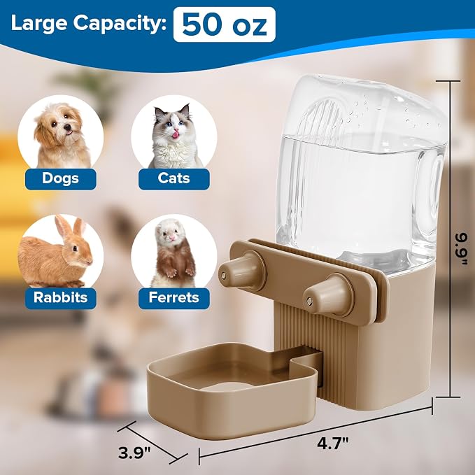 50 oz Rabbit Water Dispenser, Gravity Dog Water Bowl Dispenser - Image 3