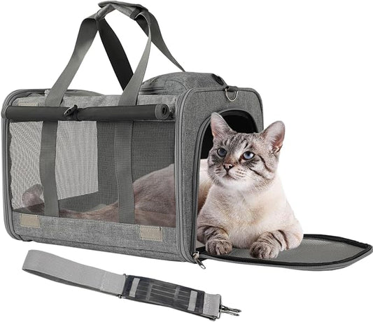 Cat Carriers Soft Grey Small Dog Carrier Airline Approved, Pets Travel Bag by PATAZONE