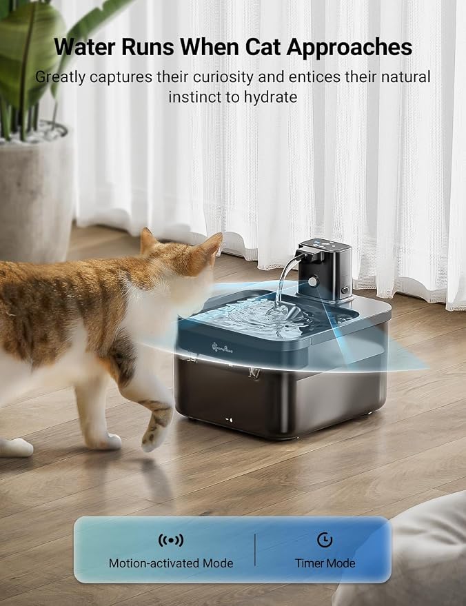 DownyPaws Cat Water Fountain Cordless, 84oz/2.5L Fursink Wireless Pet Water - Image 3