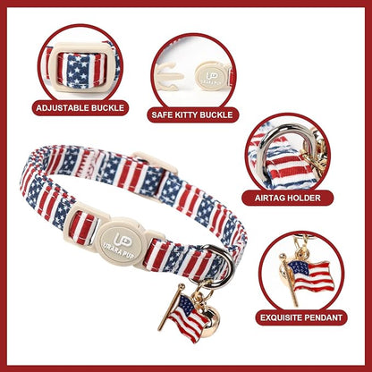 4th 0f July Cat Collar, Summer Baseball Blue Cat Collar - Image 2