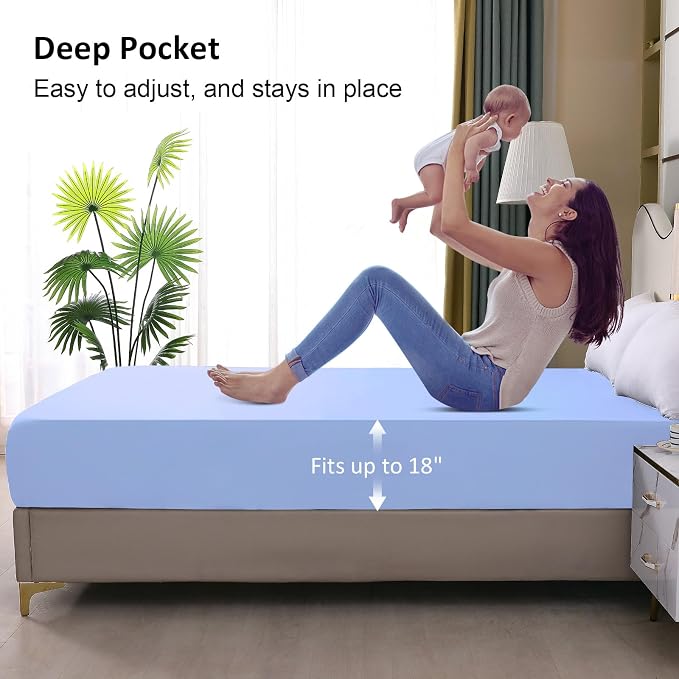 Waterproof Mattress Protector Queen, Fitted Sheet Style Breathable Mattress - Image 4
