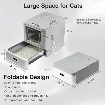 Marchul Enclosed Stainless Steel Cat Litter Box - Image 6