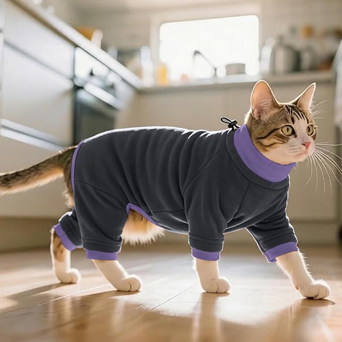 PUMYPOREITY Sticky Hair Cat Clothes, Prevent Hair Loss Cat Pajamas, Soft Cat - Image 6