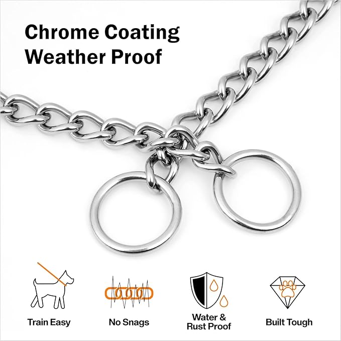 TagME Chain Choke Collar for Dogs, Adjustable Weather Proof Necklace for Medium - Image 2