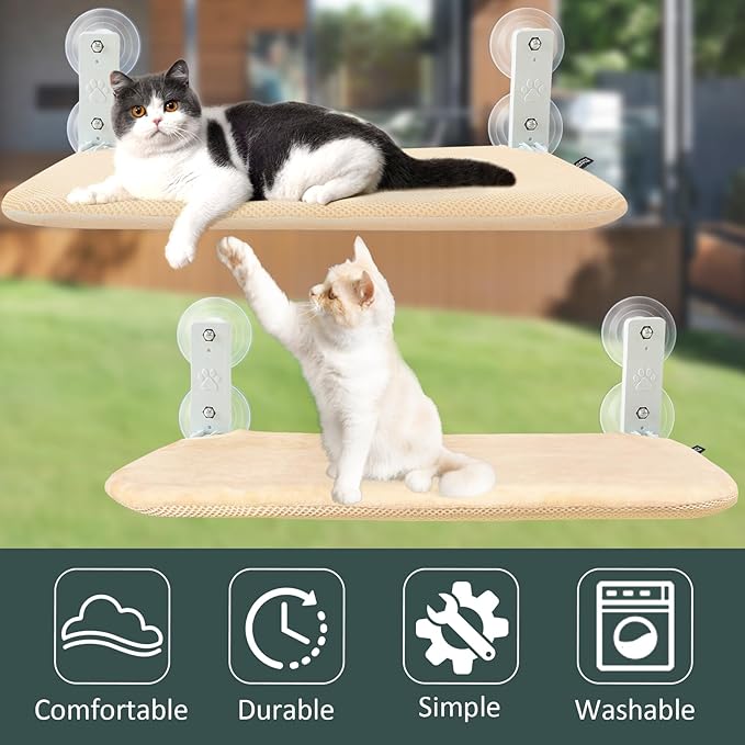 Sunhoo Cat Window Hammock Perch Cordless Perches Window Sill Seat Bed Foldable - Image 5