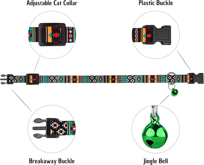 Cat Collar Breakaway 2PCS Adjustable Pattern Tribal Aztec Southwest Safety Pet - Image 4