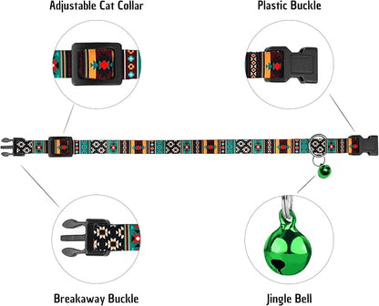 Cat Collar Breakaway 2PCS Adjustable Pattern Tribal Aztec Southwest Safety Pet - Image 4