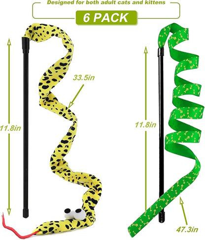 Interactive Cat Toy Wand with Crinkle, Cat Teaser Wand Rainbow String - Image 3