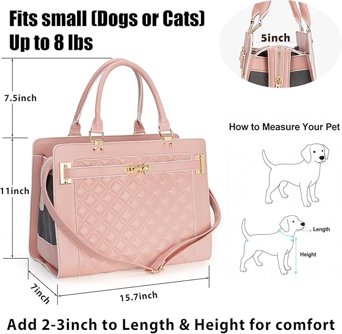 Fashion Pet Carrier Dog Cat Carrier Purse Soft-Sided Leather Handbag Pet Tote - Image 2