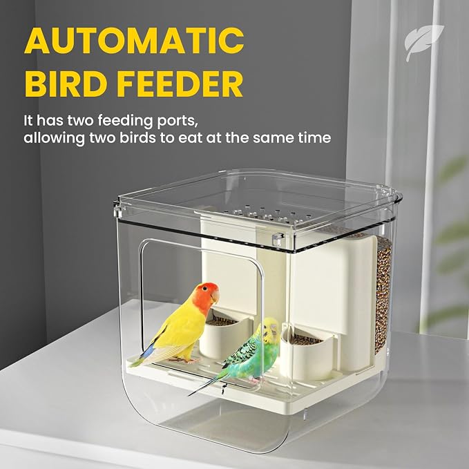 No Mess Automatic Bird Feeder, Transparent Seed Food Container, Bird Cage - Image 2