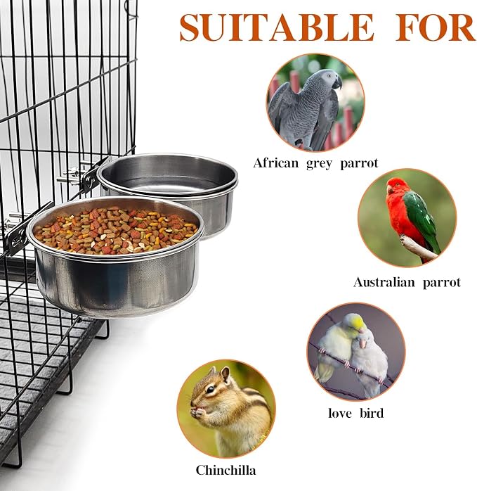 PINVNBY 2pcs Stainless Steel Bird Bowl - Image 6