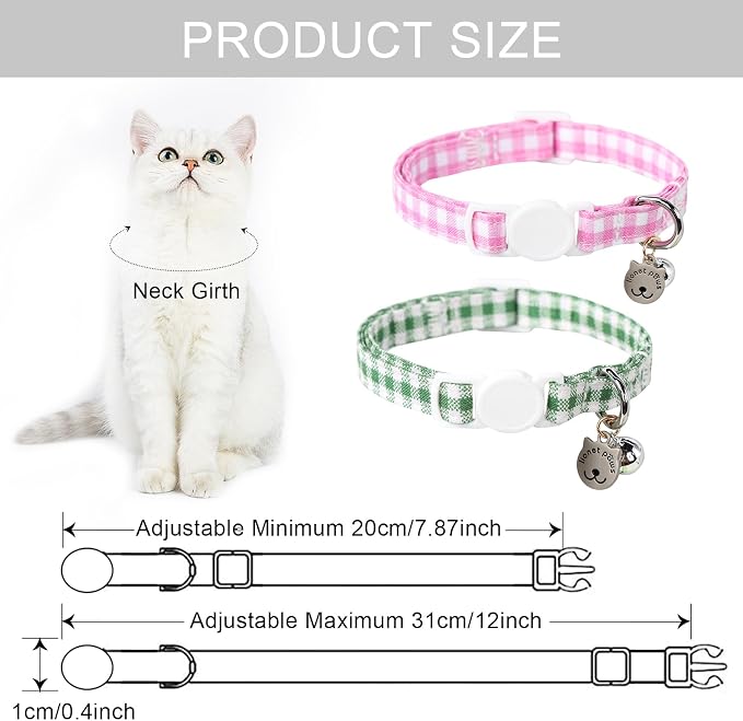 Lionet Paws 2pcs Pack Cotton Cat Collar, Breakaway Buckle - Image 5