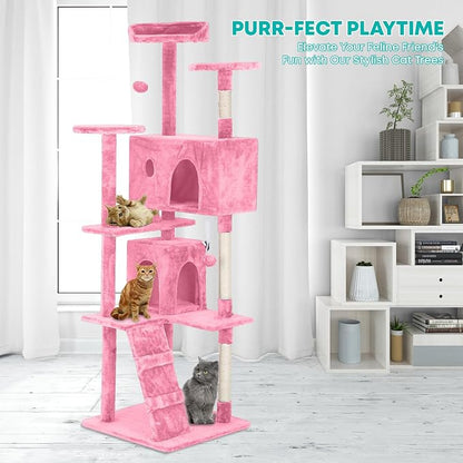 FDW | 70" Cat Tree Tower | Pink | Multi-Level Indoor Activity Center - Image 2
