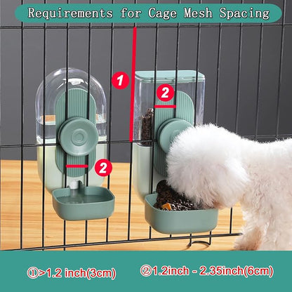 Hanging Automatic Food and Water Dispenser, Gravity Rabbit Feeder Set, Cage Cat - Image 2