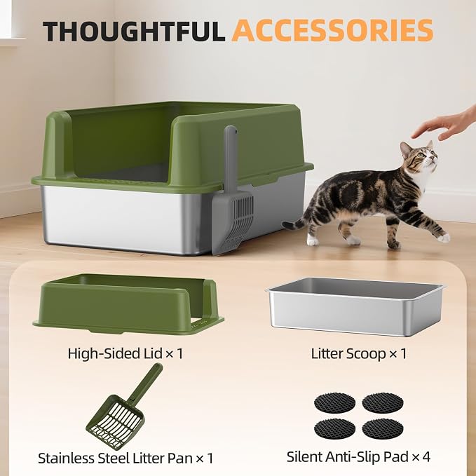 Enclosed Stainless Steel Cat Litter Box - Image 7