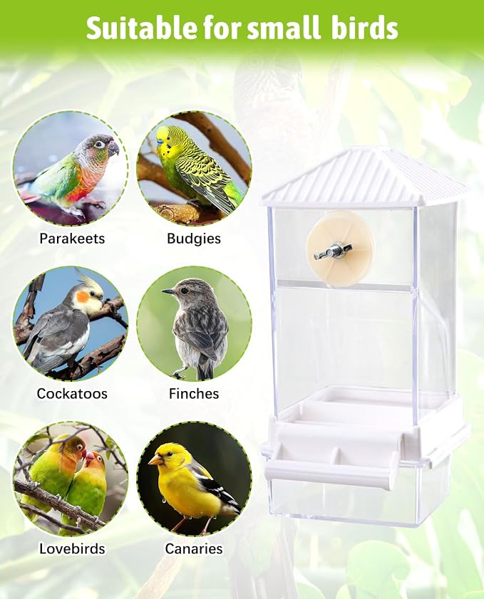 Hamiledyi Automatic Bird Feeder No Mess Bird Cage Feeder Seed Food Container - Image 8