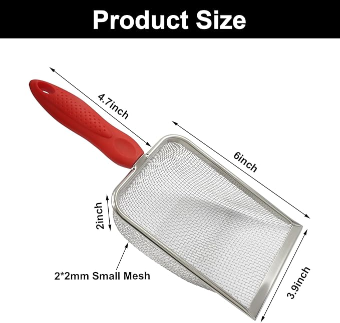 Murtenze Stainless Steel Cat Litter Scoop, Non-Stick Coated Metal Fine Sand - Image 3