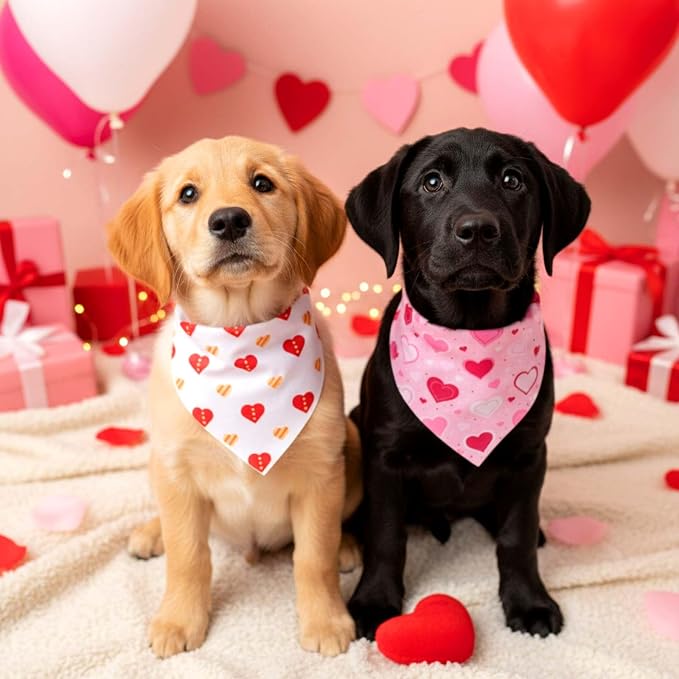 Sanwuta 48 Pcs Valentine's Day Dog Bandanas Bulk Valentines Dog Bandanas - Image 6