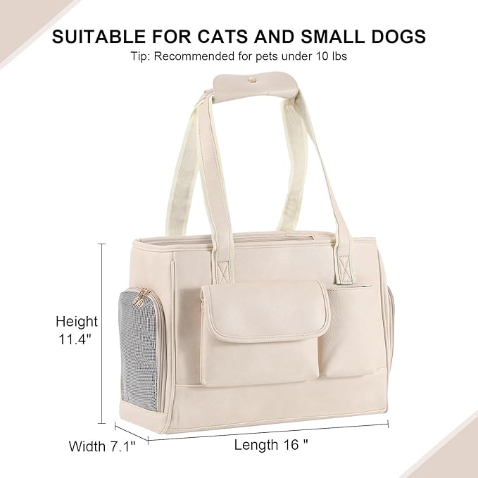 Dog Carrier Purse, Fashion Leather Pet Carrier Bag, Airline Approved Soft Sided - Image 3