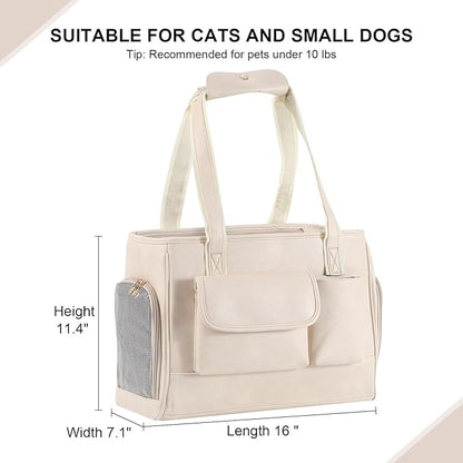 Dog Carrier Purse, Fashion Leather Pet Carrier Bag, Airline Approved Soft Sided - Image 3