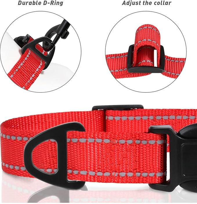 TagME Reflective Nylon Dog Collars, Adjustable Classic Pet Collar - Image 3