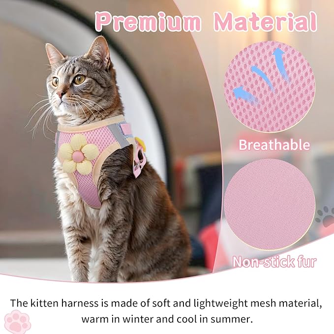 Cat Harness and Leash Set for Walking Escape Proof, Adjustable Kitten Harness - Image 3