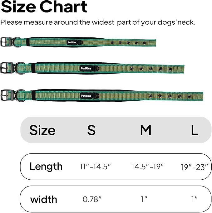 PetiFine Dog Collar for Large Dogs, Neoprene Padded and Adjustable, Reflective - Image 7