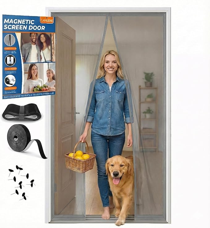 Premium Magnetic Screen Door, Heavy-Duty Reinforced Mesh, Ultra-Dense Weave by CANLENE