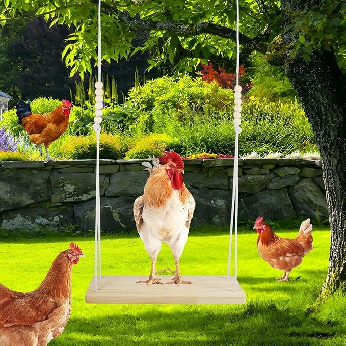 3PCS Chicken Swing, Natural Wood Chicken Toys - Image 7