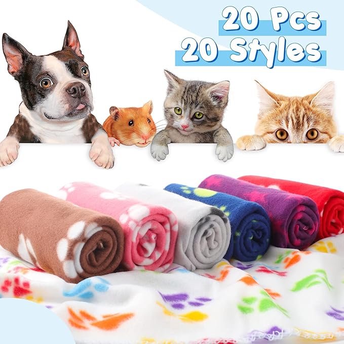 Eccliy 20 Pcs Puppy Blanket Pet Soft Fleece Dog Blankets Warm Felt Throw Sleep - Image 3
