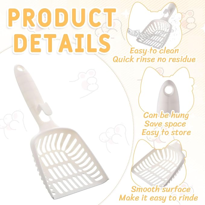 24 Pieces Litter Scoop Bulk for Cats Plastic Pet Kitty Litter Scooper Durable - Image 4