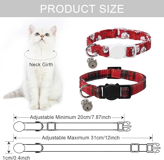 Lionet Paws 2pcs Pack Cotton Cat Collar, Breakaway Buckle Christmas Cat Colar - Image 5