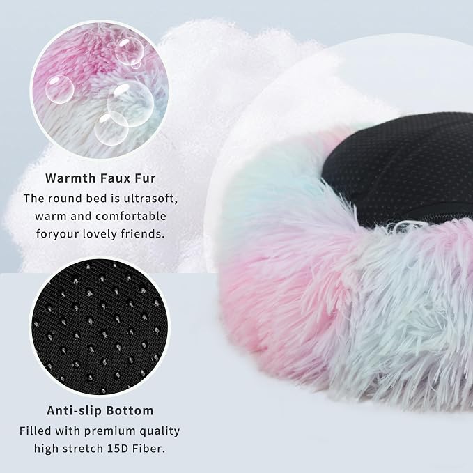 Calming Donut Dogs Beds for Small Dogs Washable, 23inch Plush Round Pet Bed for - Image 5