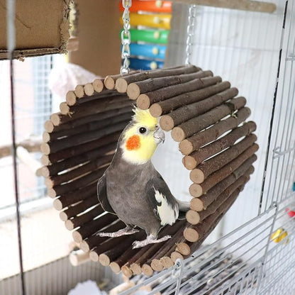 Bird Parrot Swing Toys, Hanging Bird Tree Caves, Natural Apple Wood Parrot - Image 3