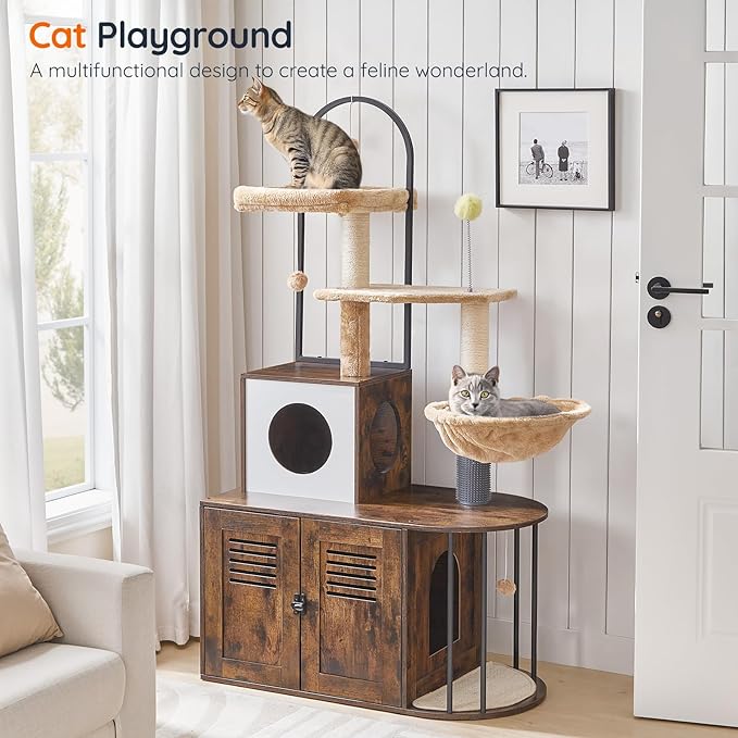 HOOBRO Cat Tree with Litter Box Enclosure, All-in-One 31.5" Cat Tower with - Image 2